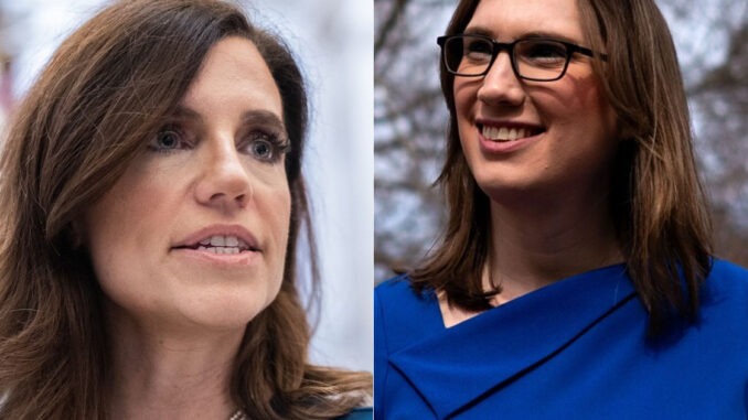 GOP Rep Nancy Mace (left) and transgender Dem Rep. Sarah McBride (right)